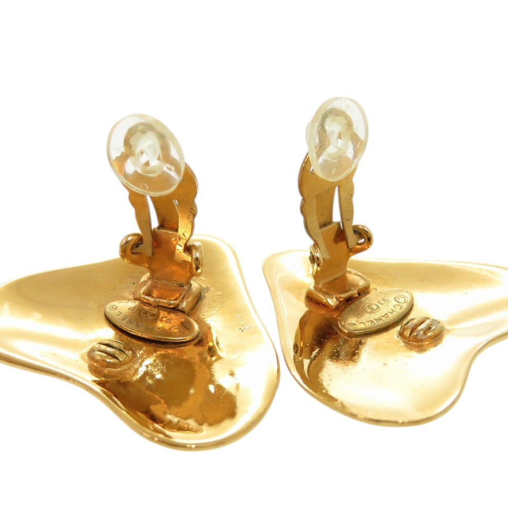 Chanel Vintage Heart Clip-On Earrings with Raised CC, Gold Tone, Spring 1993 (93P), with Box, view 6