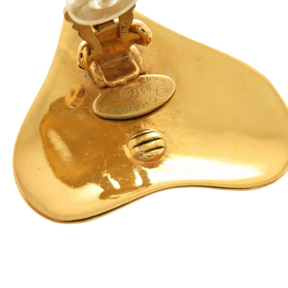 Chanel Vintage Heart Clip-On Earrings with Raised CC, Gold Tone, Spring 1993 (93P), with Box, view 7