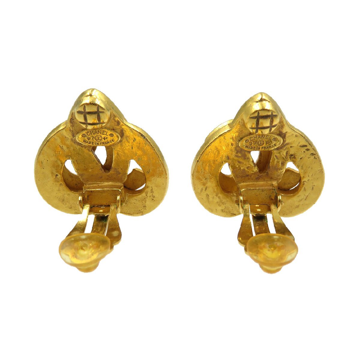 Chanel Vintage CC Heart Clip-On Earrings, Gold Tone, Petite 20 mm, with Box, view 2