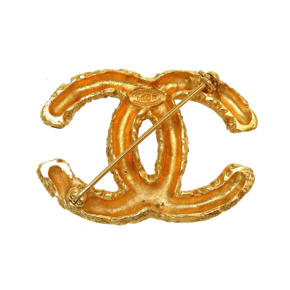 Chanel Vintage CC Lava Brooch, Textured Gold Tone, Autumn 1995 (95A), view 2