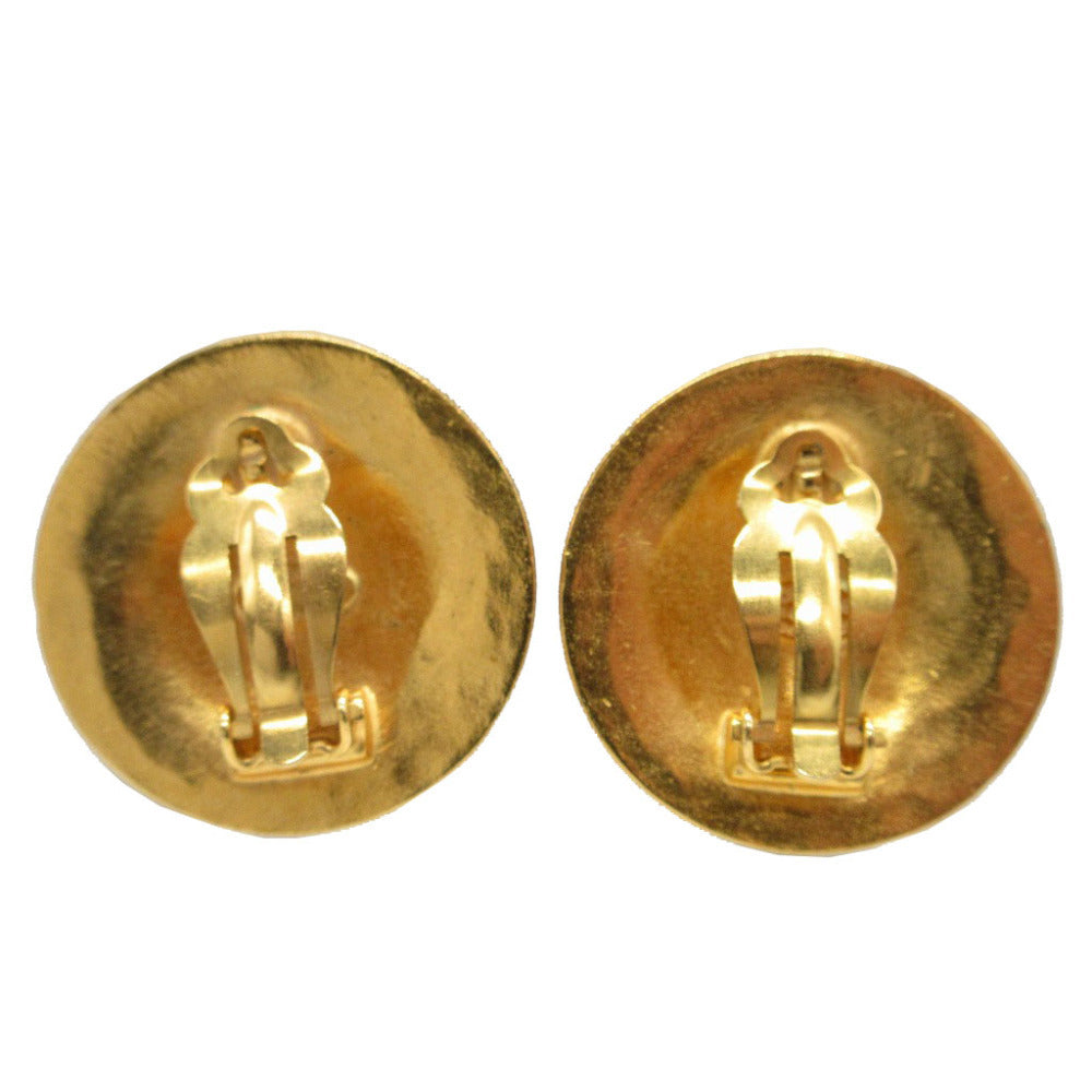 Chanel Vintage CC Lava Round Clip-On Earrings, Textured Gold Tone, Autumn 1994 (94A), view 2