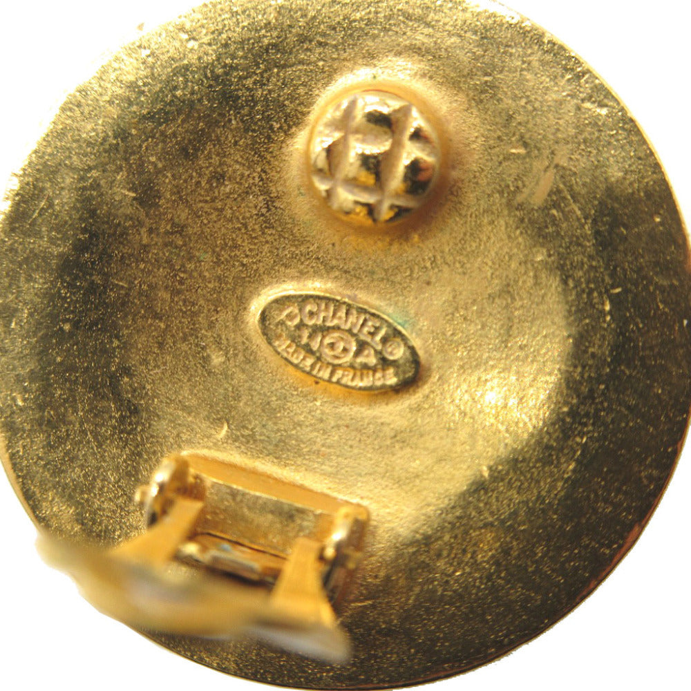 Chanel Vintage CC Lava Round Clip-On Earrings, Textured Gold Tone, Autumn 1994 (94A), view 3
