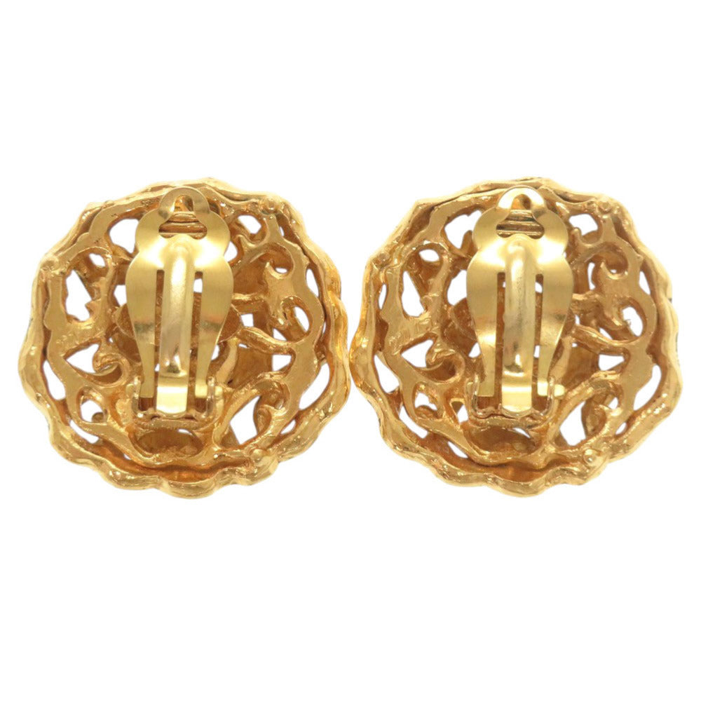 Chanel Vintage CC Openwork Dome Clip-On Earrings, Gold Plated, view 2