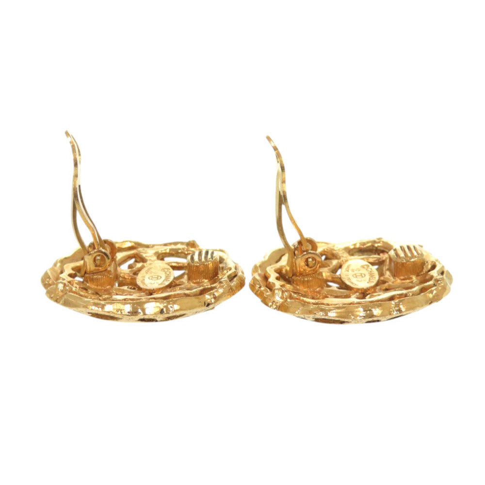 Chanel Vintage CC Openwork Dome Clip-On Earrings, Gold Plated, view 3
