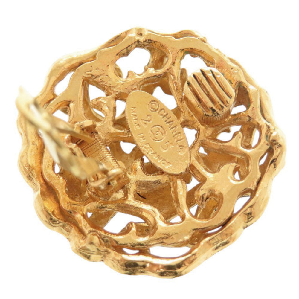 Chanel Vintage CC Openwork Dome Clip-On Earrings, Gold Plated, view 4