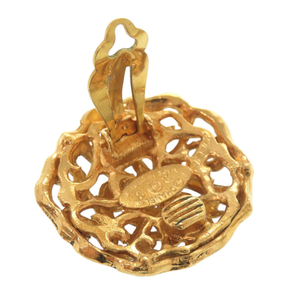 Chanel Vintage CC Openwork Dome Clip-On Earrings, Gold Plated, view 5