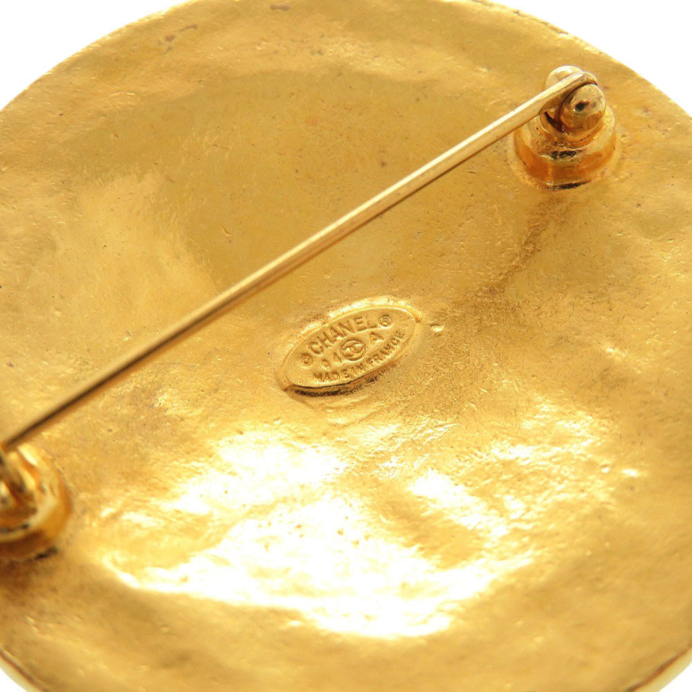 Chanel Vintage CC Round Medallion Brooch, Gold Tone, Autumn 1994 (94A), view 3