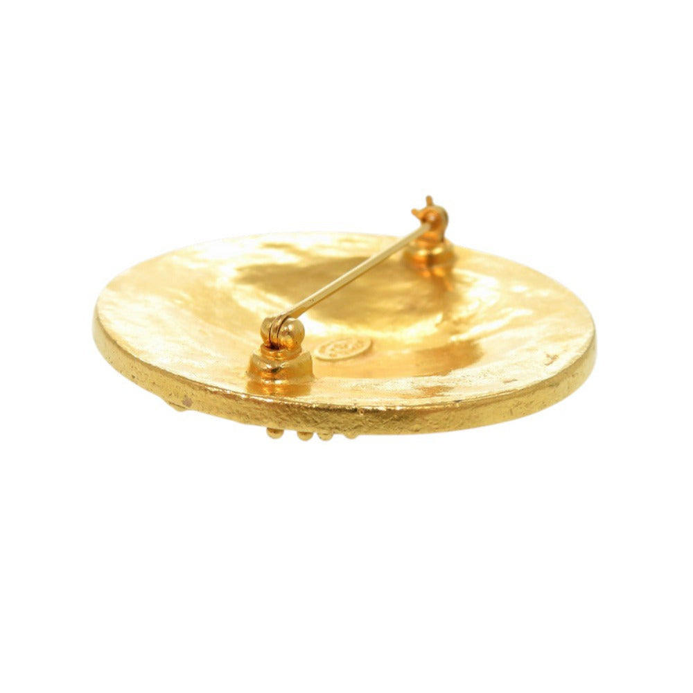 Chanel Vintage CC Round Medallion Brooch, Gold Tone, Autumn 1994 (94A), view 4