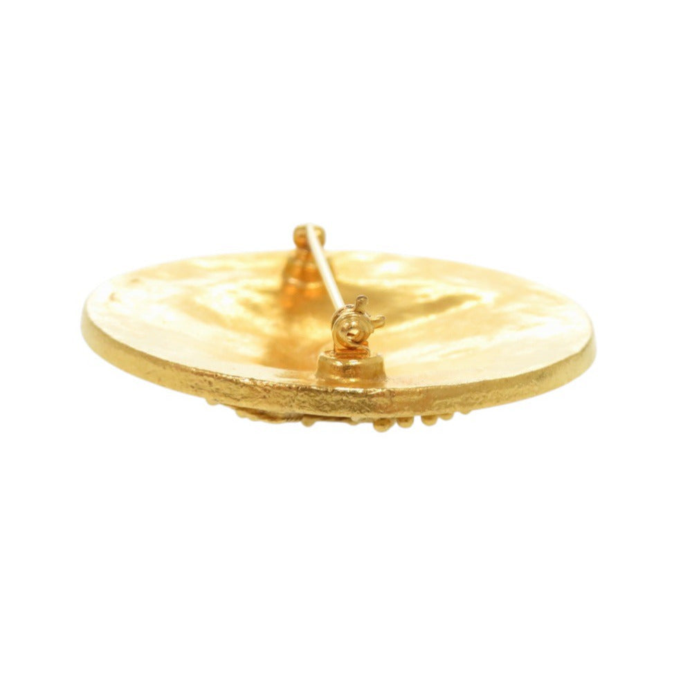 Chanel Vintage CC Round Medallion Brooch, Gold Tone, Autumn 1994 (94A), view 5