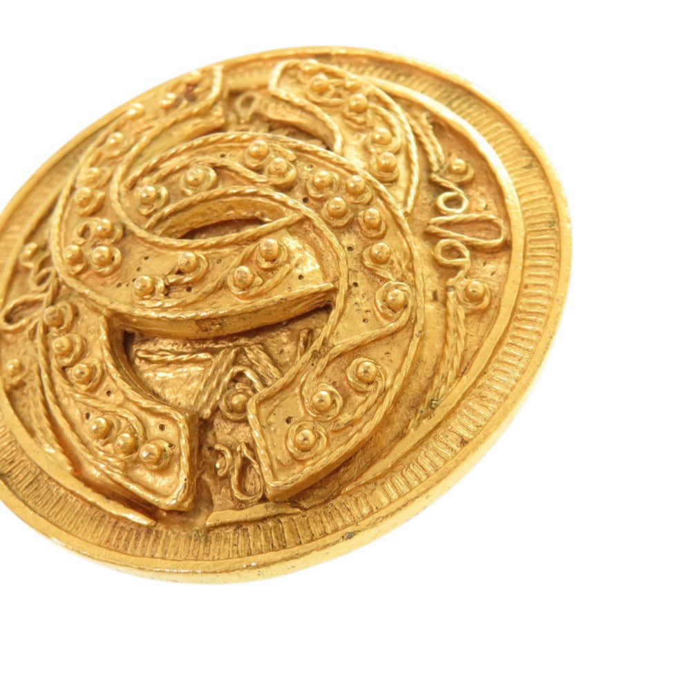 Chanel Vintage CC Round Medallion Brooch, Gold Tone, Autumn 1994 (94A), view 6