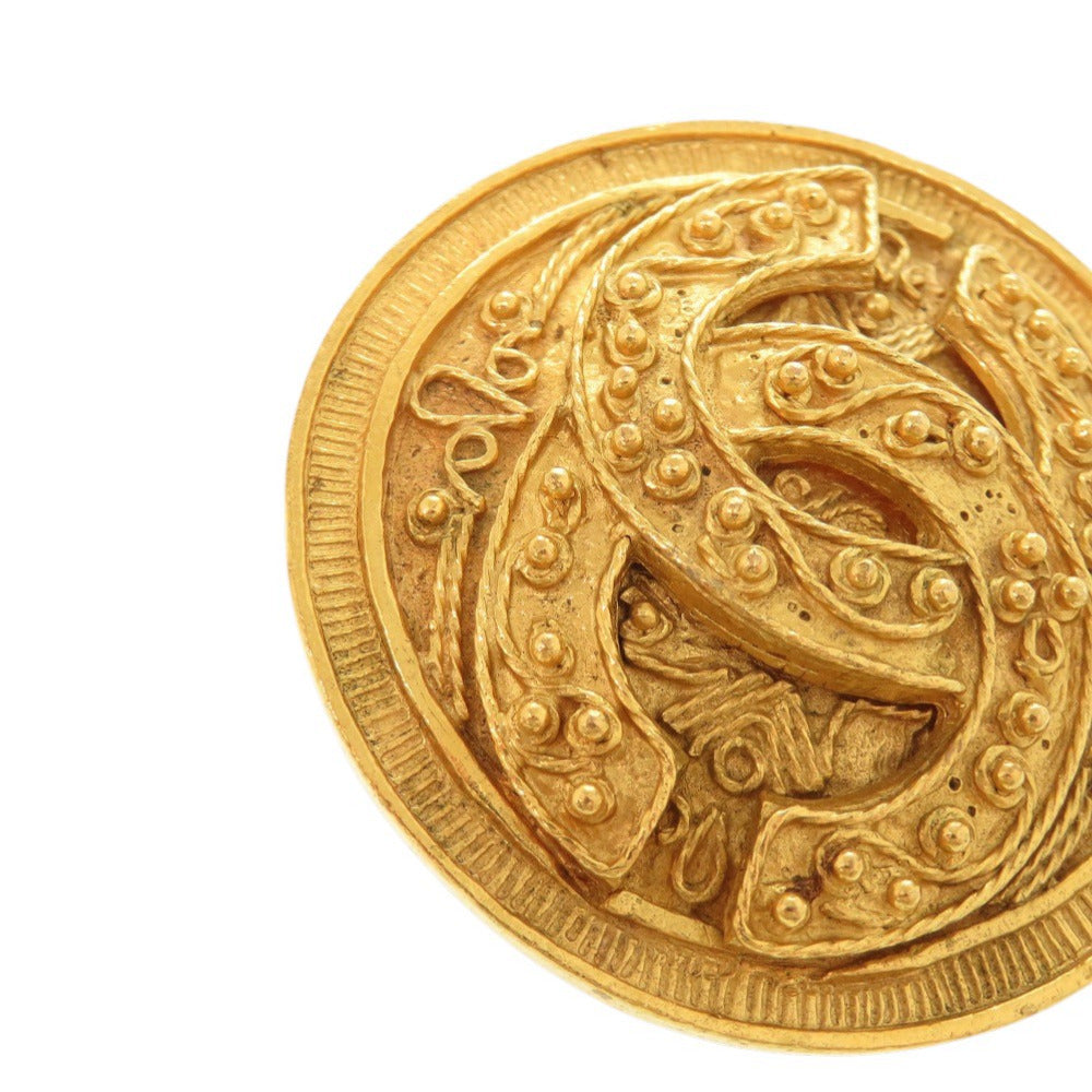 Chanel Vintage CC Round Medallion Brooch, Gold Tone, Autumn 1994 (94A), view 7