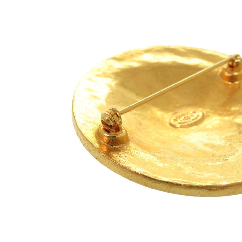 Chanel Vintage CC Round Medallion Brooch, Gold Tone, Autumn 1994 (94A), view 8