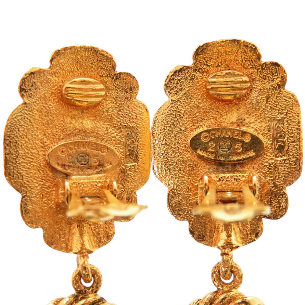 Chanel Vintage Gripoix Drop Earrings, Red Poured Glass with Rope Chain, Gold Tone, 110 mm, view 3