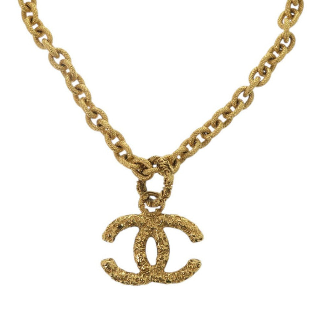 Chanel Vintage Lava CC Pendant Necklace, Textured Gold Tone Chain, Autumn 1995 (95A), with Box, view 1