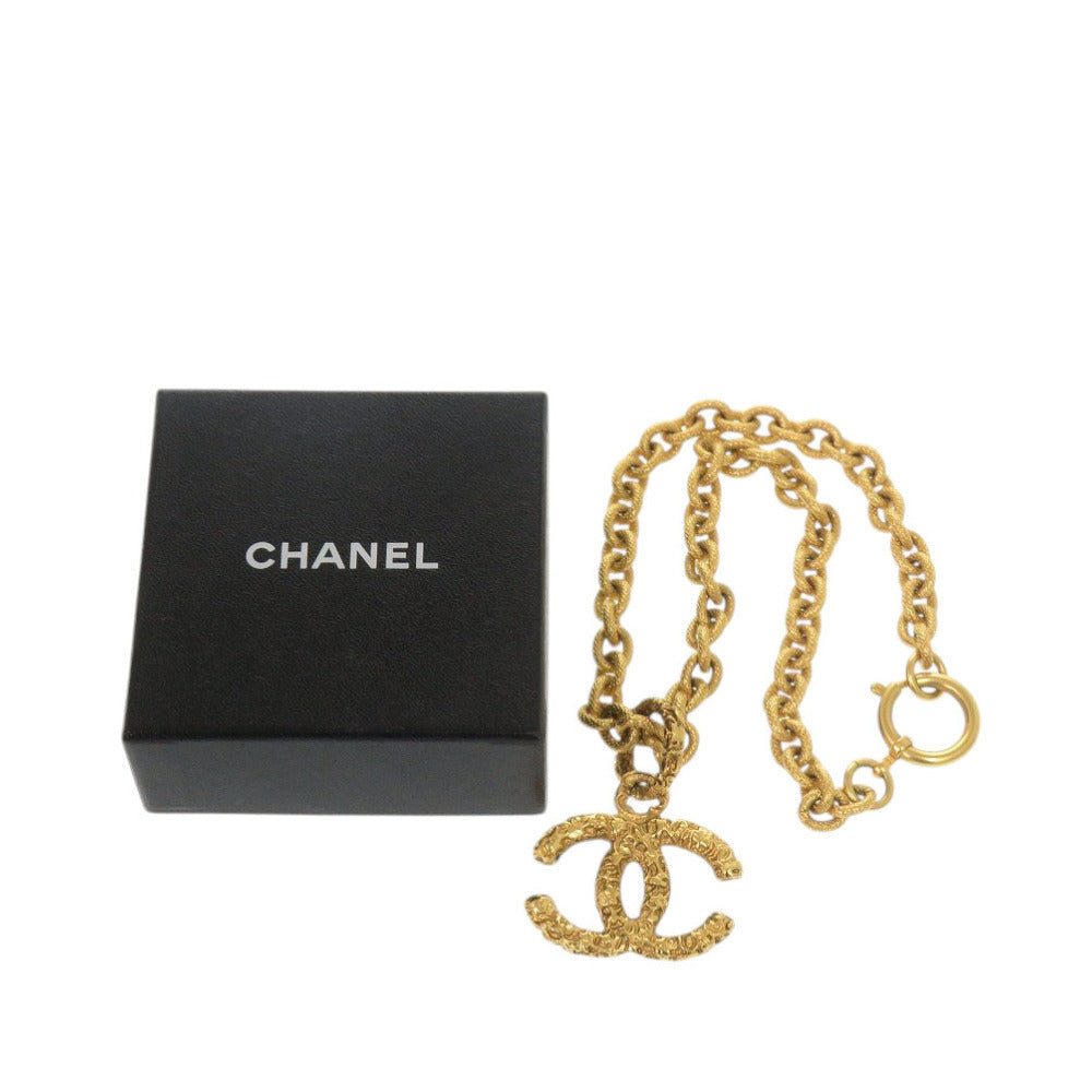 Chanel Vintage Lava CC Pendant Necklace, Textured Gold Tone Chain, Autumn 1995 (95A), with Box, view 2