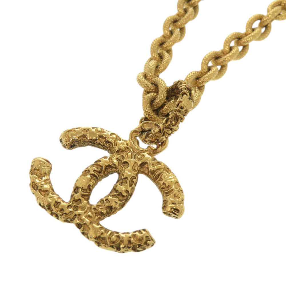 Chanel Vintage Lava CC Pendant Necklace, Textured Gold Tone Chain, Autumn 1995 (95A), with Box, view 5