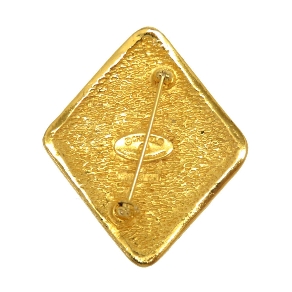 Chanel Vintage Lozenge Brooch, CC Medallion on Hammered Gold Tone, 48 mm, view 2