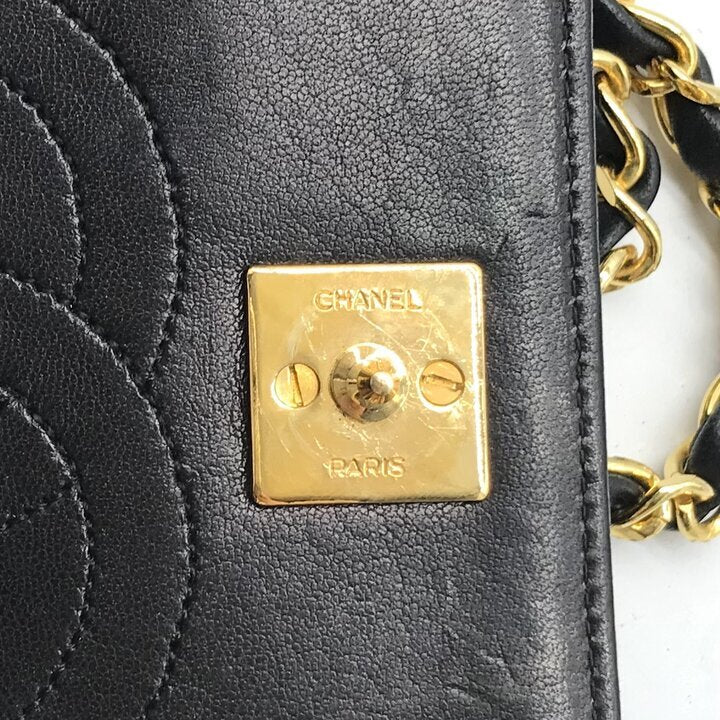 Vintage Chanel Mini Matelassé 19 Black Lambskin Chain Shoulder Bag, Gold-Tone CC Hardware, photograph 3 of 10