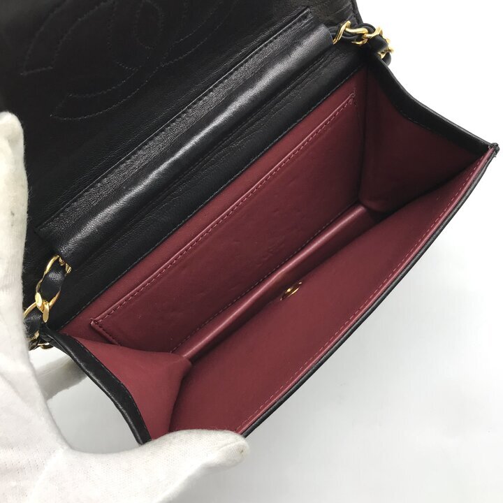 Vintage Chanel Mini Matelassé 19 Black Lambskin Chain Shoulder Bag, Gold-Tone CC Hardware, photograph 5 of 10