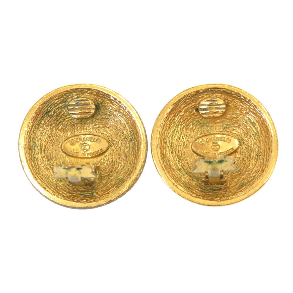 Chanel Vintage Quilted CC Clip-On Earrings, Round Matelassé Buttons, Gold Tone, 30 mm, view 2