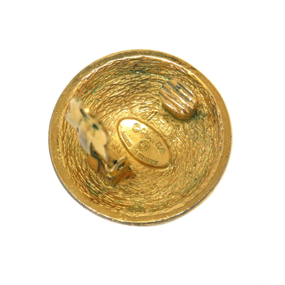 Chanel Vintage Quilted CC Clip-On Earrings, Round Matelassé Buttons, Gold Tone, 30 mm, view 3