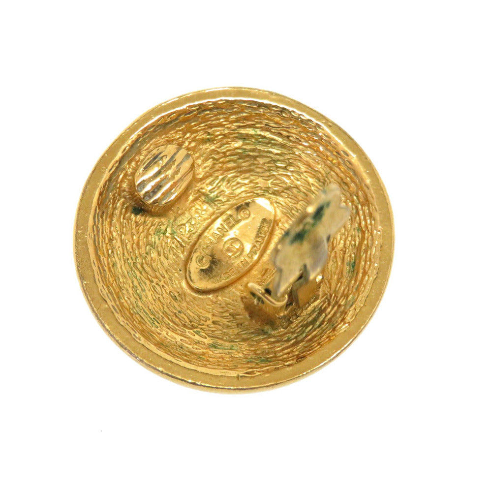 Chanel Vintage Quilted CC Clip-On Earrings, Round Matelassé Buttons, Gold Tone, 30 mm, view 4