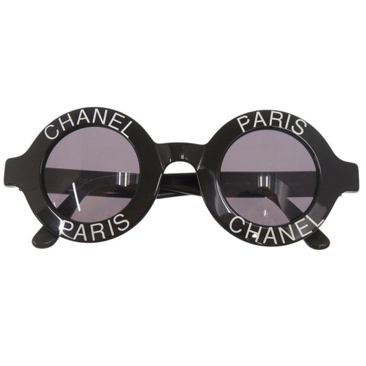 Chanel Vintage Round Sunglasses, Paris Lettering across the Lenses, Black Acetate, with Case, view 1
