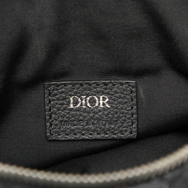 Christian Dior Saddle Bag in Black Oblique Canvas and Leather, Tonal Monogram Shoulder Body Bag, photograph 2 of 6