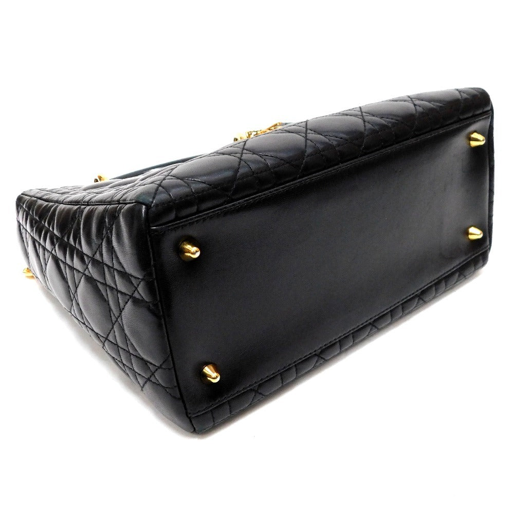 Lady Dior Medium in Black Cannage Leather, Gold-Tone D.I.O.R. Charms and Detachable Shoulder Strap, photograph 6 of 10