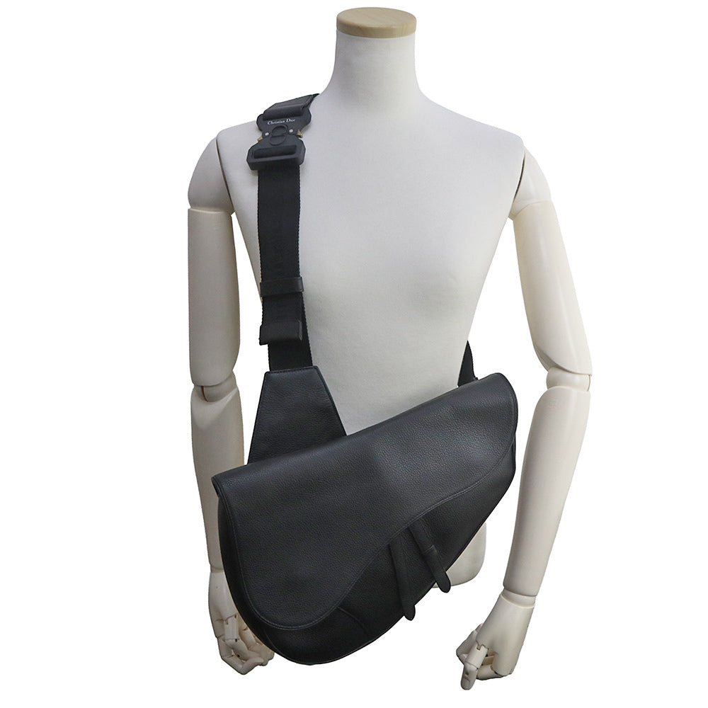 Dior black leather Saddle body bag