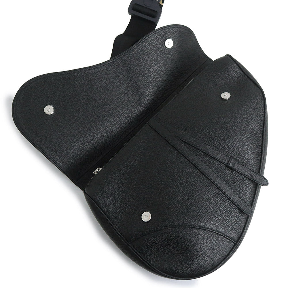 Christian Dior Saddle Body Bag in Textured Black Leather, Silver-Tone Hardware, 11-BO-1200, photograph 2 of 10