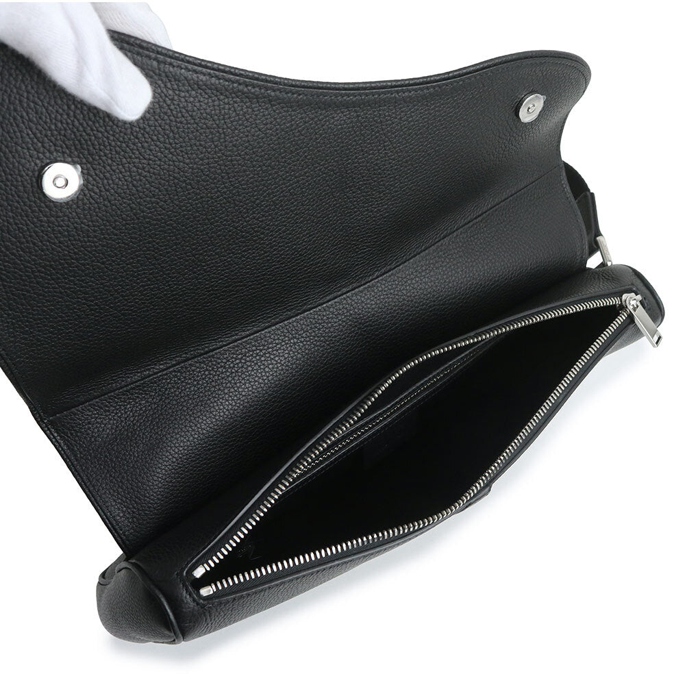 Christian Dior Saddle Body Bag in Textured Black Leather, Silver-Tone Hardware, 11-BO-1200, photograph 5 of 10