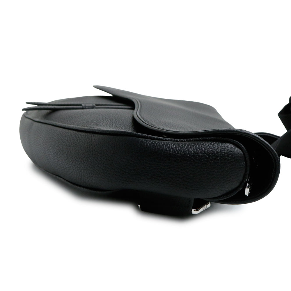 Christian Dior Saddle Body Bag in Textured Black Leather, Silver-Tone Hardware, 11-BO-1200, photograph 6 of 10