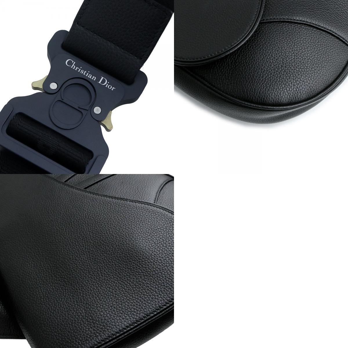 Christian Dior Saddle Body Bag in Textured Black Leather, Silver-Tone Hardware, 11-BO-1200, photograph 9 of 10