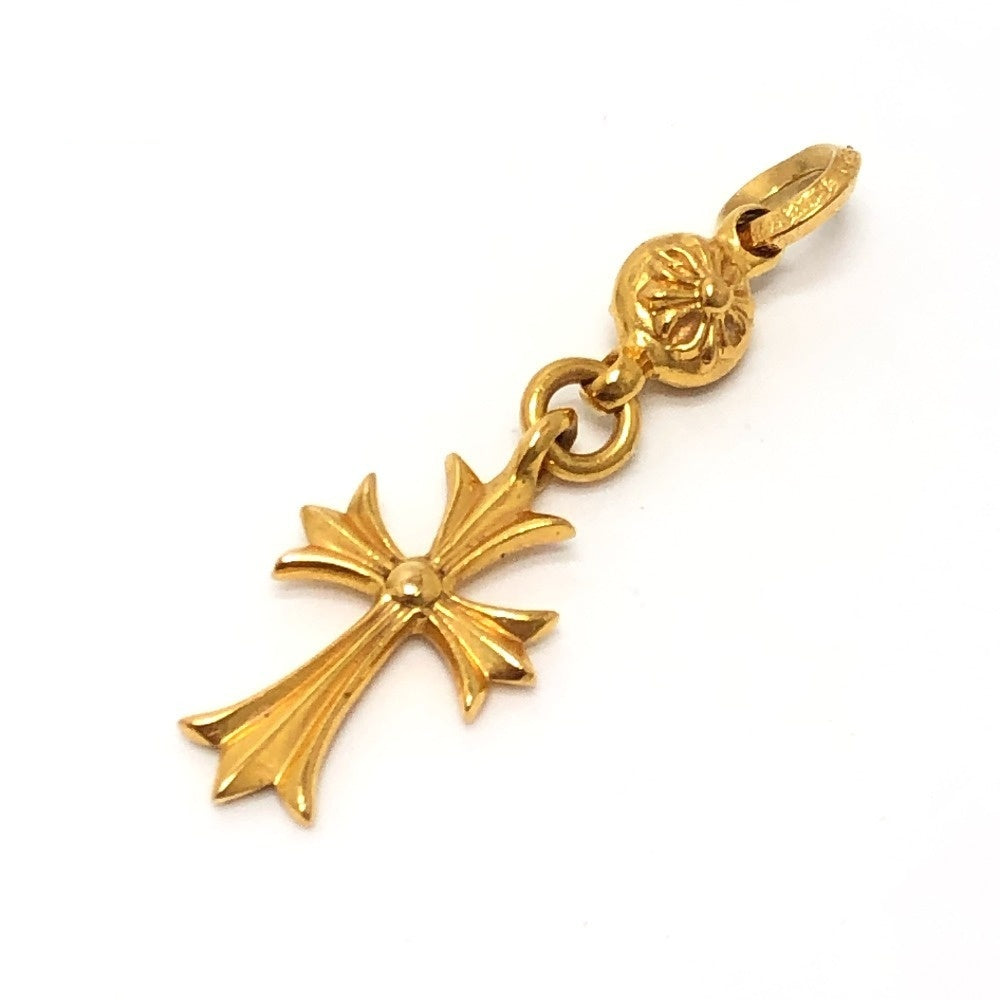 Chrome Hearts 22K Gold 1 Ball Tiny CH Cross Charm Pendant, 1998 Stamped Bail, 11.7 g, view 1