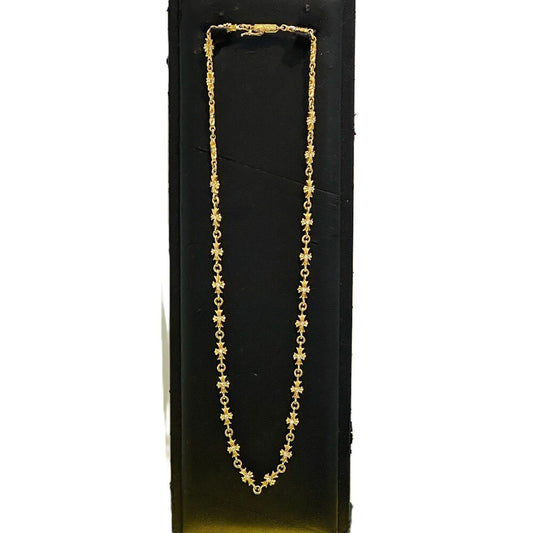 Chrome Hearts 22K Gold Tiny E Cross Chain Necklace with Double-Sided Diamonds, 17.5 Inch, 31.6 g, Boxed, view 1