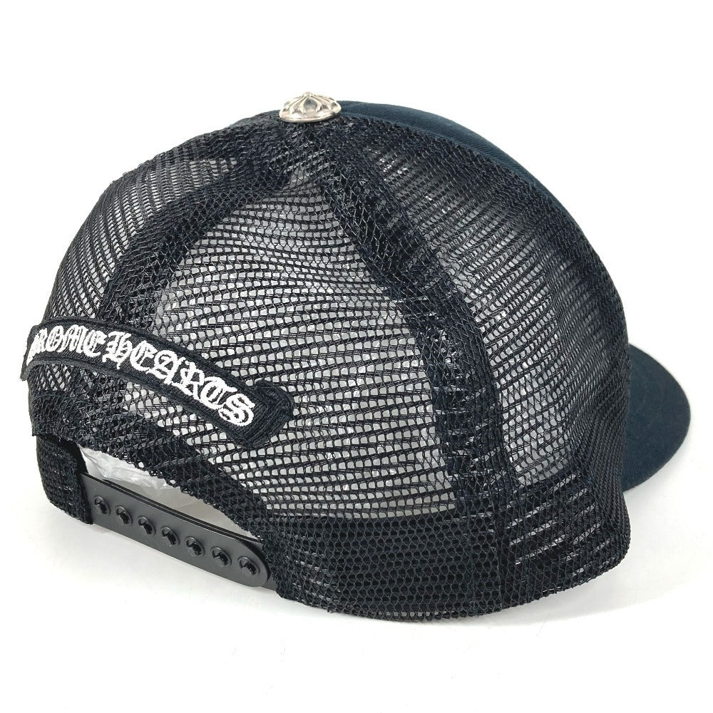 Chrome Hearts Trucker Cap with Leather Cemetery Crosses, Silver Cross Button, Deep Navy Mesh, Near Unworn, view 4