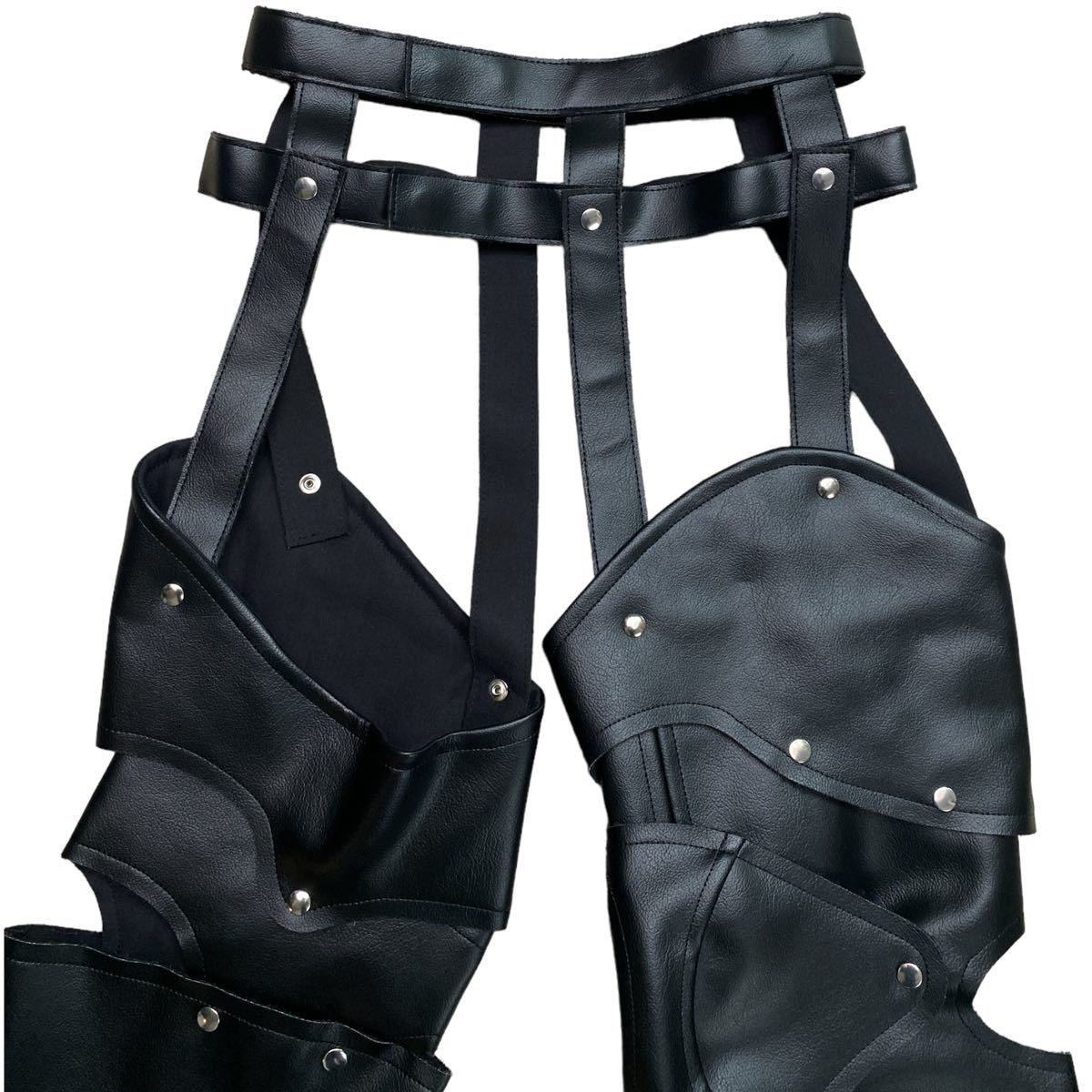 Comme des Garçons AW2016 18th-Century Punk Studded Armour Chaps, Faux Leather, Black, Size S, view 3