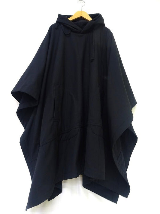 Comme des Garçons Comme des Garçons Hooded Poncho W13C903, Black Wool Blend, Size XS, view 1