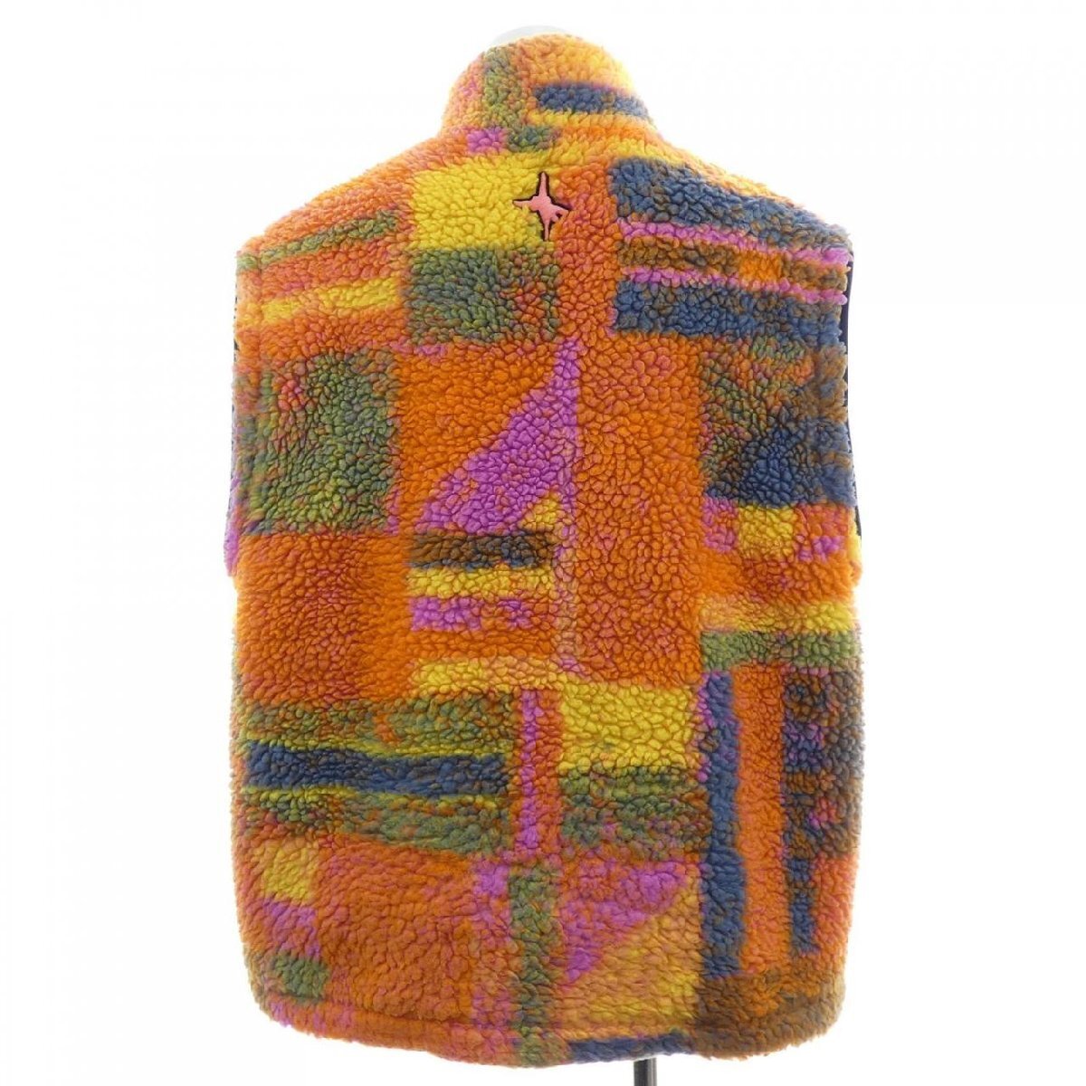 Dior Men Convertible Patchwork Pile Fleece Jacket 513J400A0956, Orange Multicolour, Embroidered Logo, Size L, view 4