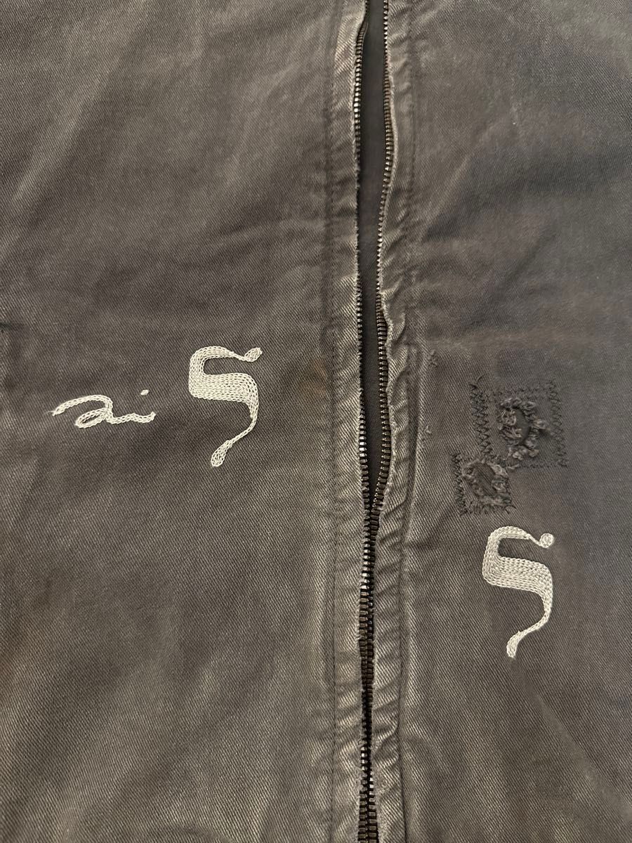 Enfants Riches Déprimés Hebrew Mechanics Jacket, Washed Black Cotton, Crucifix Back Print, Size M, New with Tags, view 5