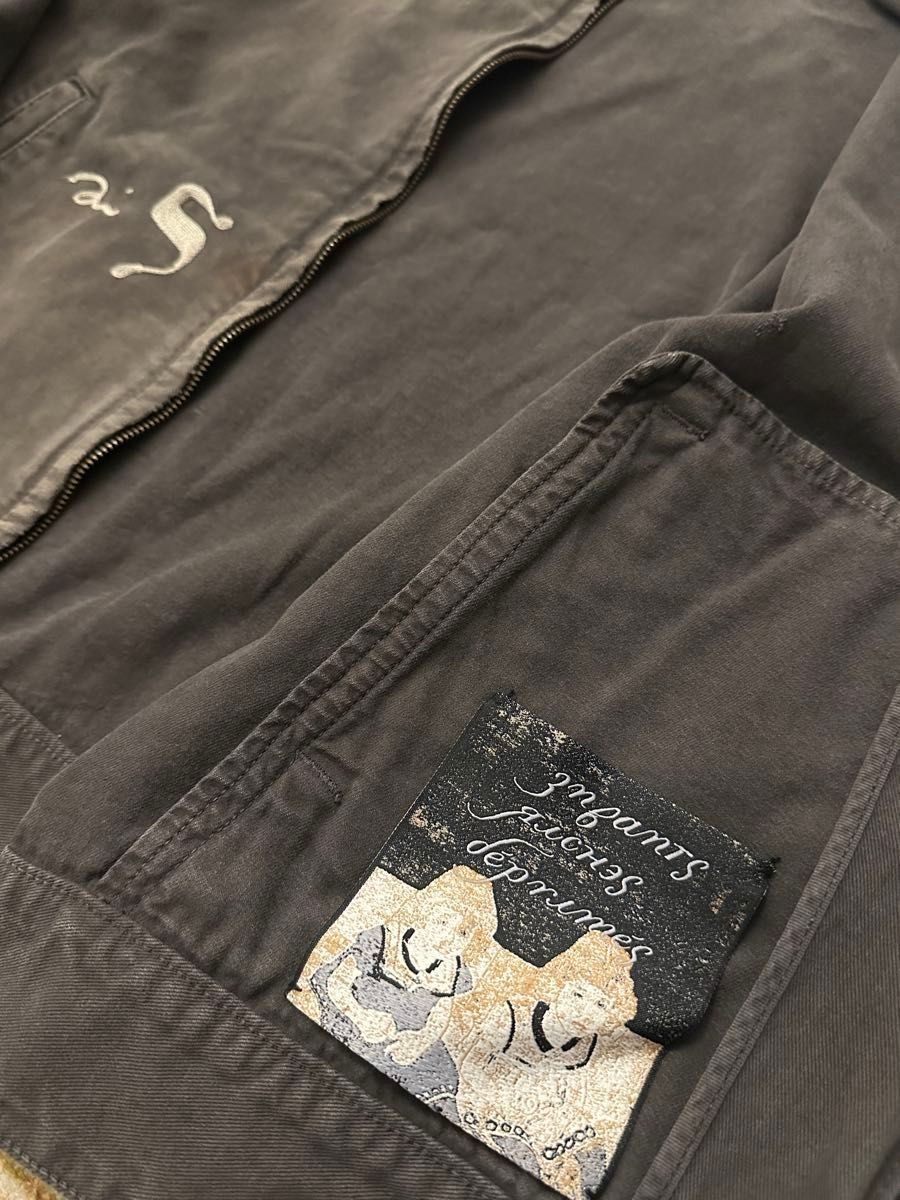 Enfants Riches Déprimés Hebrew Mechanics Jacket, Washed Black Cotton, Crucifix Back Print, Size M, New with Tags, view 6