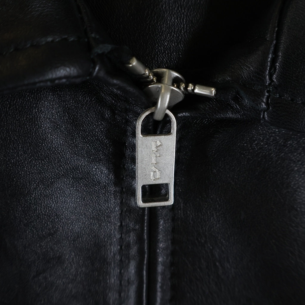 Enfants Riches Déprimés SS2024 Arcane 17 Leather Zip-Up Jacket with Chain-Stitch Embroidery, Black, Size M, view 5