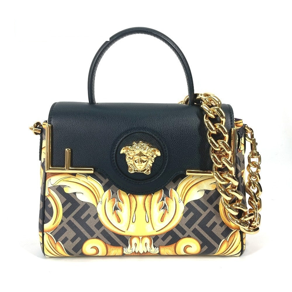 Fendace La Medusa Medium Handbag, Versace Baroque on Fendi FF Print, Black Leather, 2022, Unused, view 1