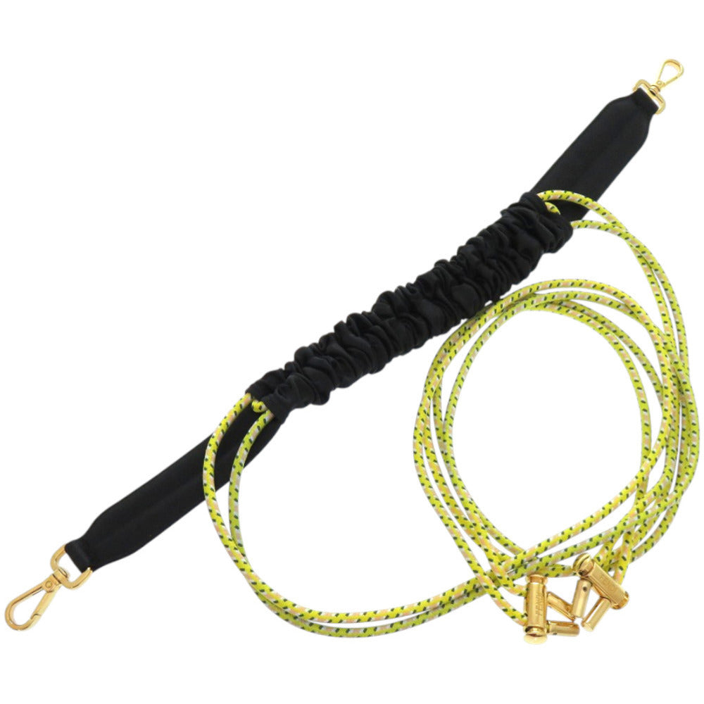 Fendi Strap You in Black Satin with Yellow Bungee Cord and Gold-Tone Toggle, Adjustable to 136 cm, view 5