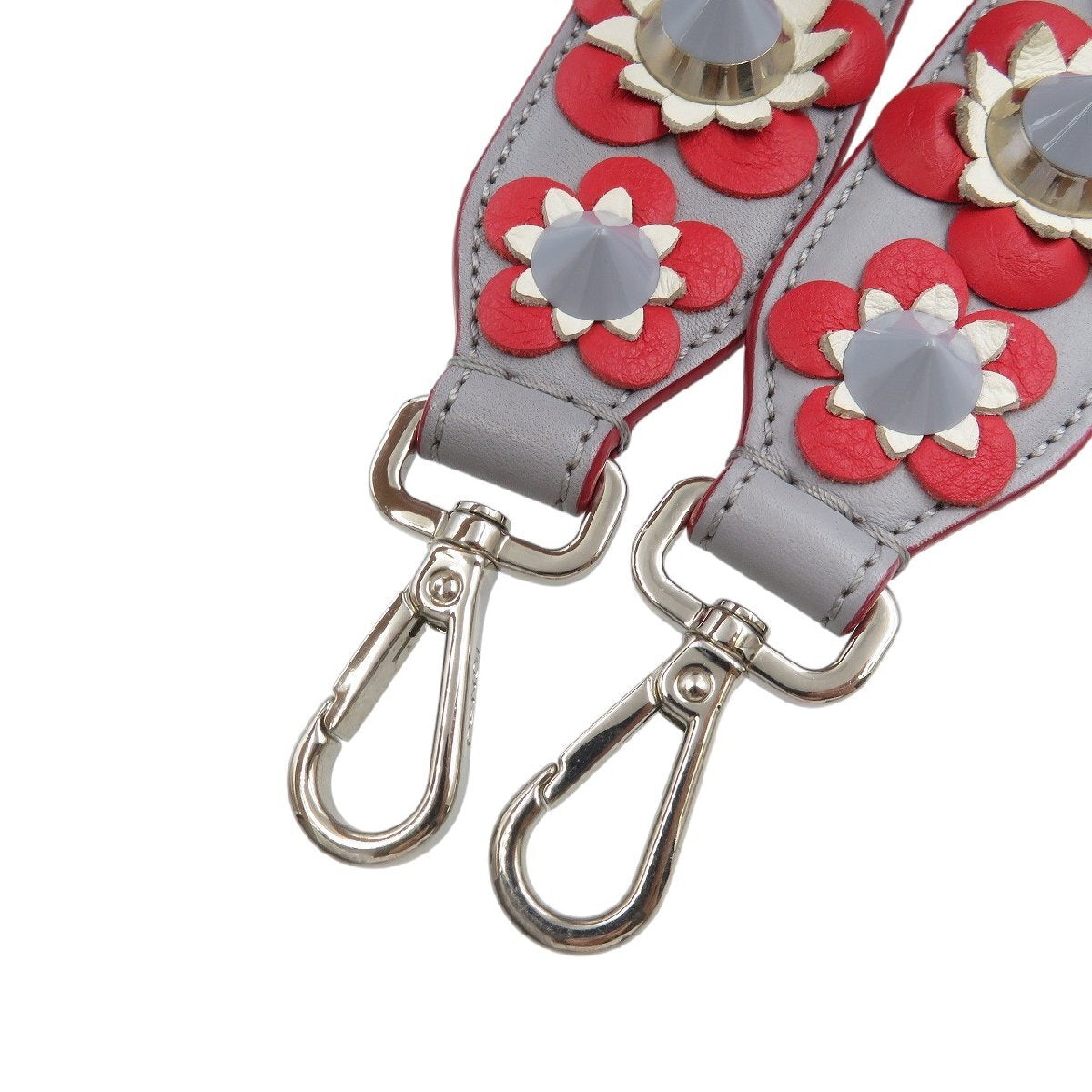 Fendi Strap You with Studded Leather Flowers, Grey, Red and Cream, Navy Reverse, view 4