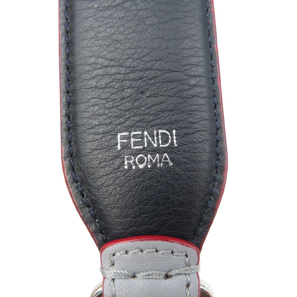 Fendi Strap You with Studded Leather Flowers, Grey, Red and Cream, Navy Reverse, view 5