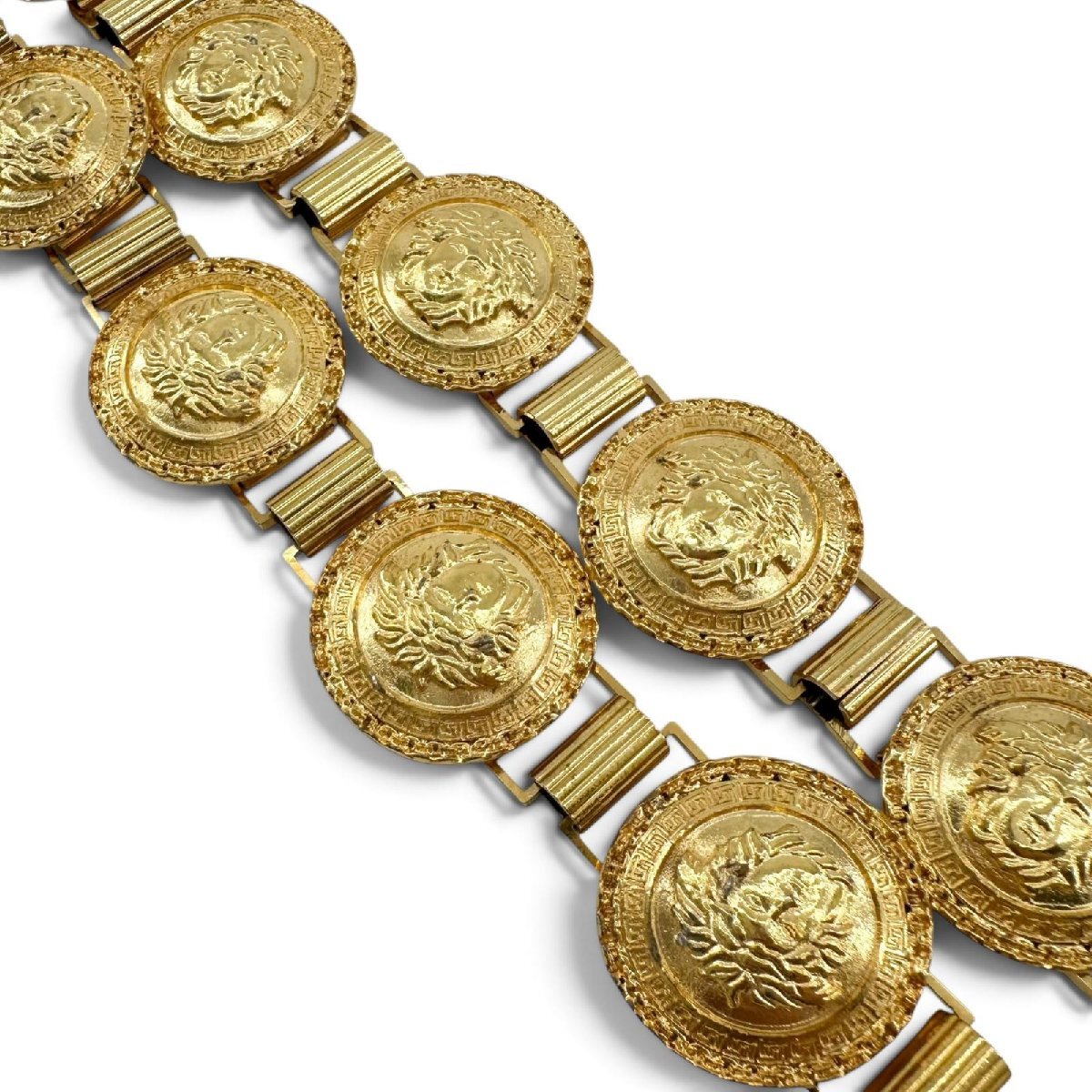 Gianni Versace 1990s Medusa Coin Chain Belt, Gold Tone, 89 cm, Made in Italy, view 4