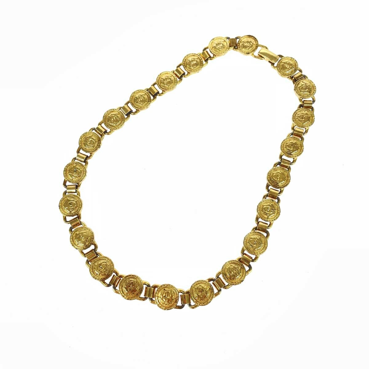 Gianni Versace 1990s Medusa Coin Link Necklace, Gold Tone, 40.5 cm, with Original Box, view 1