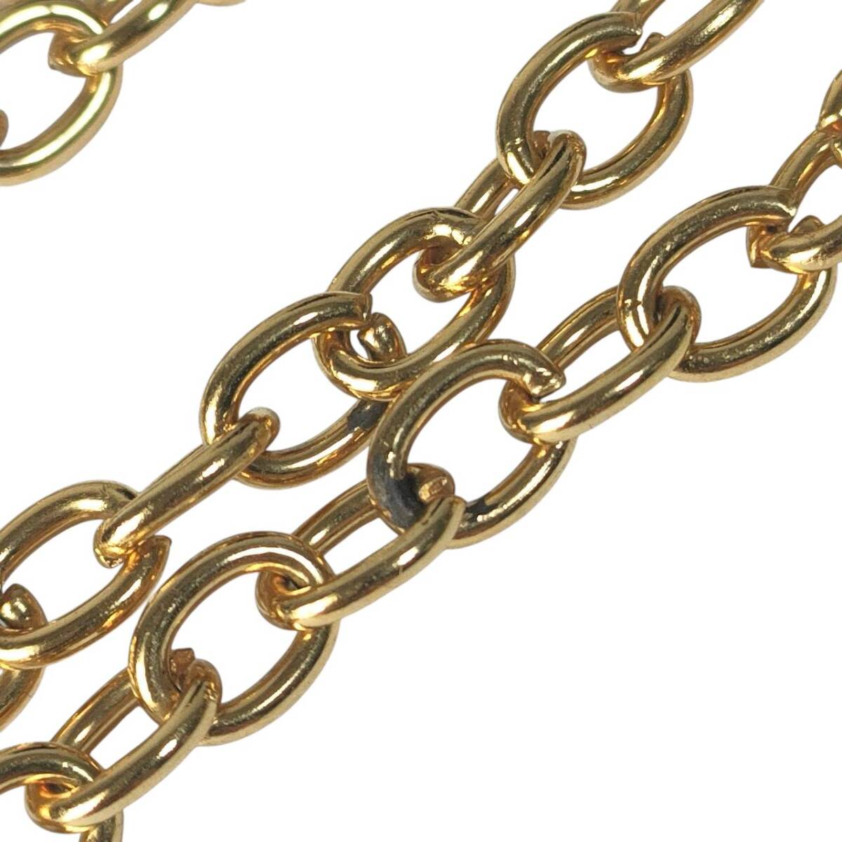 Gianni Versace Vintage Medusa Greca Pendant Necklace with Rhinestones, Double Chain, Gold Tone, Made in Italy, view 10